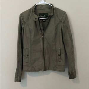 Eddie Bauer Green Utility Jacket with Stand-Up Collar